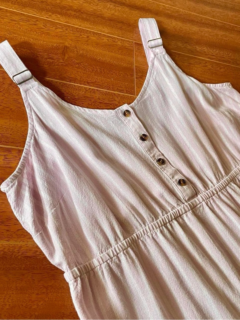 Sonoma Pink Striped Linen Tiered Midi Dress XL - Picture 5 of 8